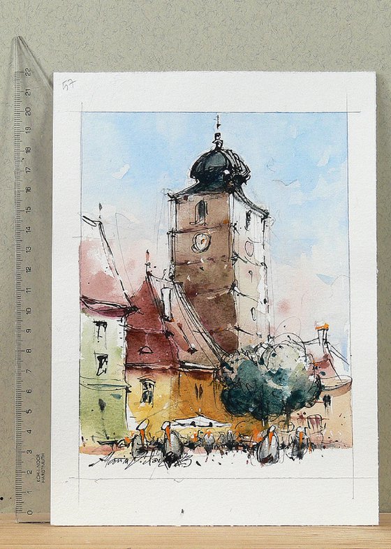 Sibiu, watercolor art.