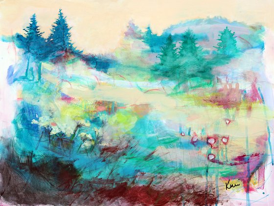 Wandering Though the Boundaries 23x17.5" Loose Abstract Original Landscape Painting