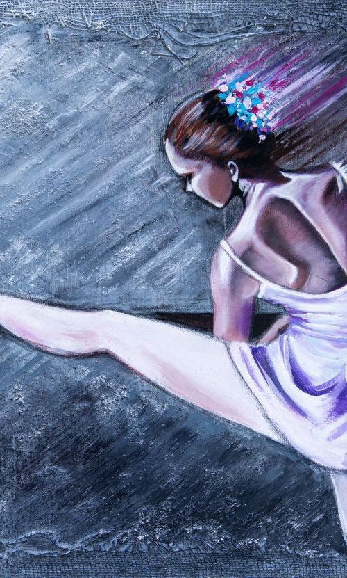 "Dancer"Original akrylic painting, large format  100x 70x 2 cm.,ready to hang. by Elena Kraft