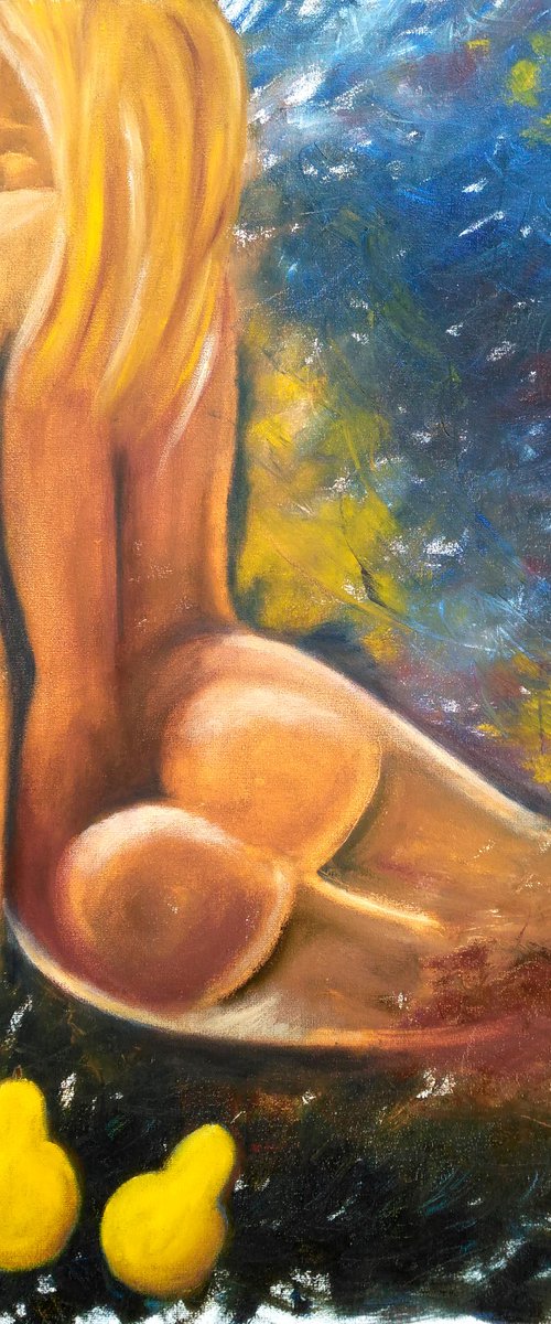 Nude Painting Woman Original Art Female Nude Oil Canvas Artwork Erotic Home Wall Art 17 by 23" by Halyna Kirichenko by Halyna Kirichenko