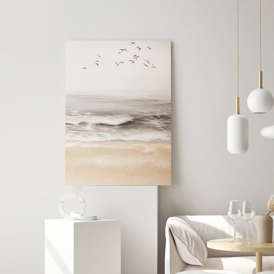 "Sea vibes 4" Beige gray landscape art