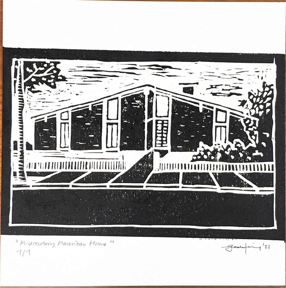 Expressive Linocut , America / Midcentury Home I By Gozde Temiz Istanbul, 12 X 12, Artwork For Sale On Artfinder