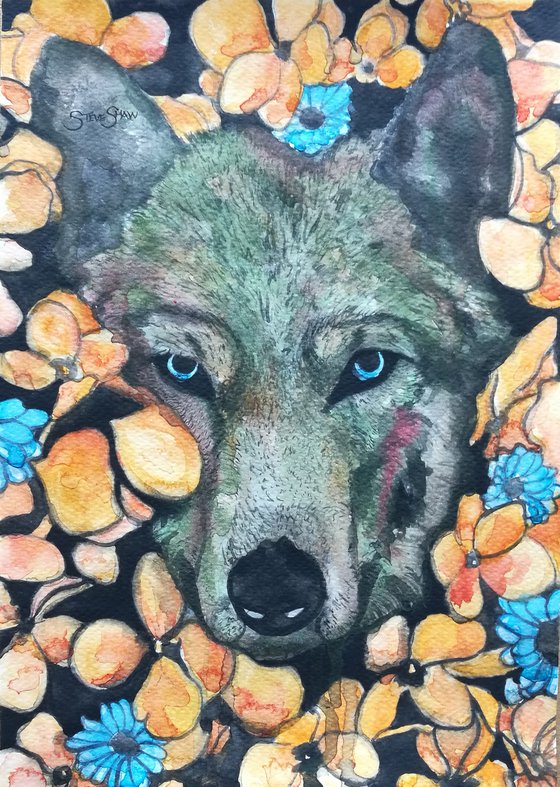 Gentle Beast. Watercolour Wolf. A4.