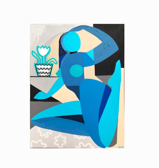 Abstract Cubist Female Nude Original Acrylic Painting Female Figure Study