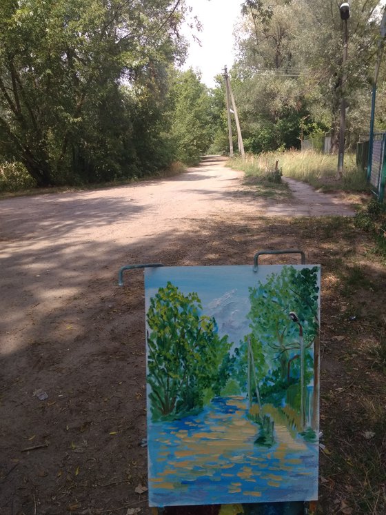 Sunny trail. Pleinair painting