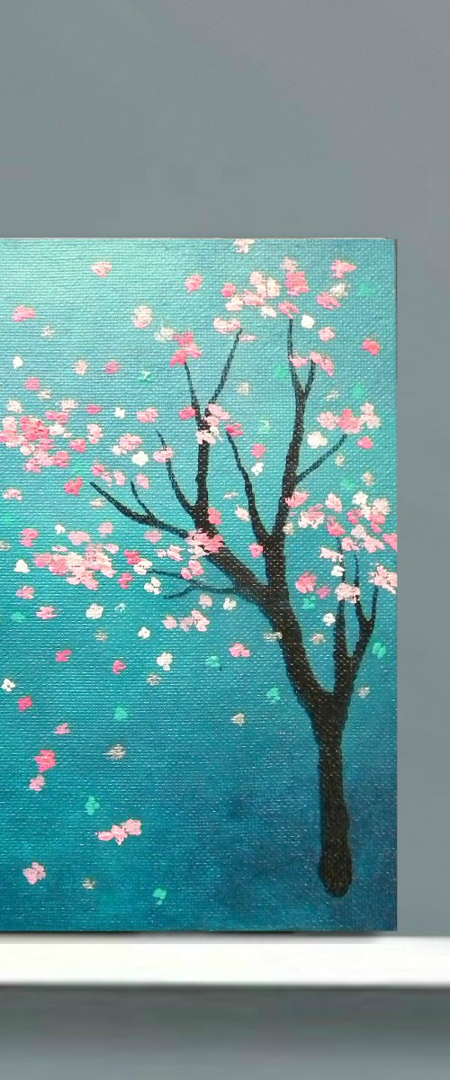 Blossom - pink, gold, turquoise by Lisa Mann