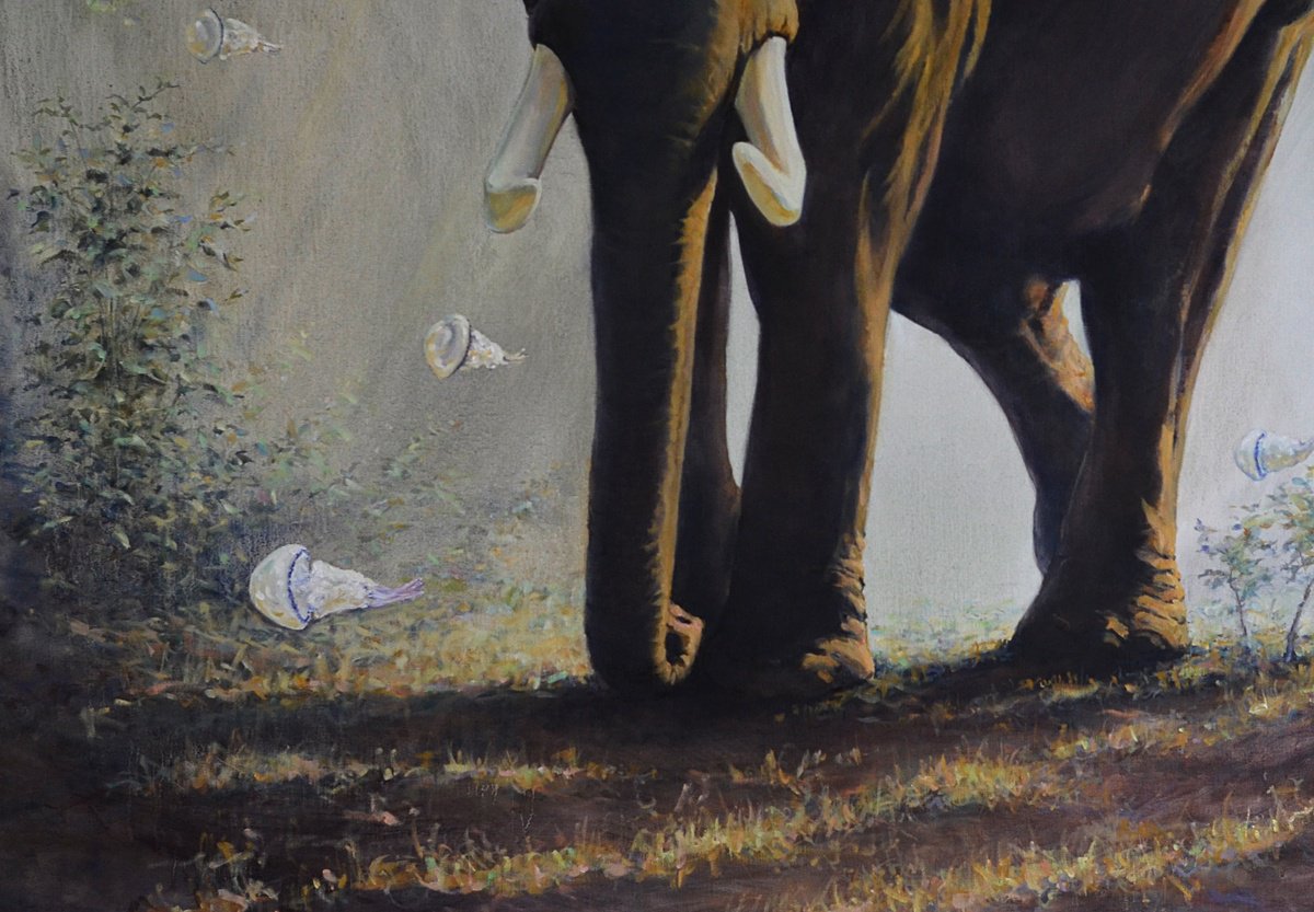 Urban And Pop Animal Giclee Print By Oleg Kateryniuk, 28 X 20", The Great Meeting, Original Artwork