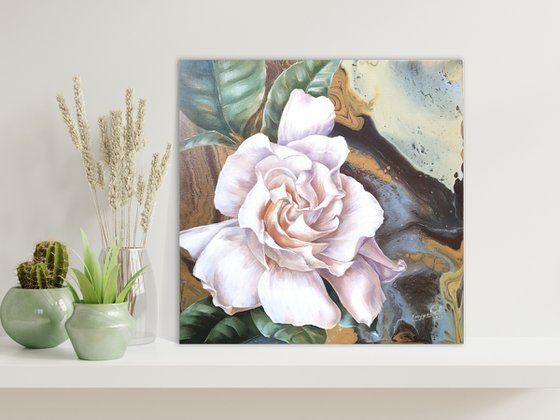 GARDENIA -  oil painting, delicate flowers, gift idea