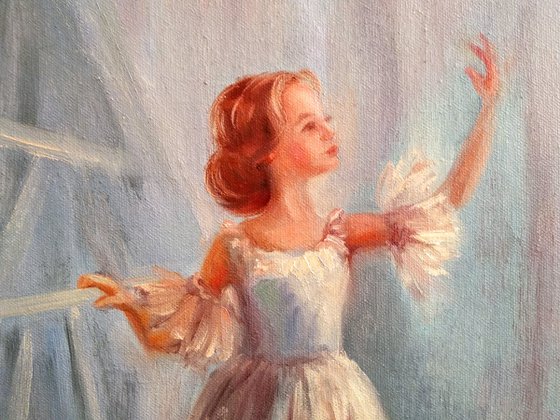 Set of 2 paintings Ballet dancers Little Ballerina Dancing Baby Girls