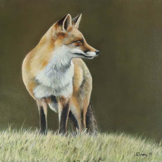 King of Foxes,  Fox Painting, Animal Artwork Framed and Ready to Hang