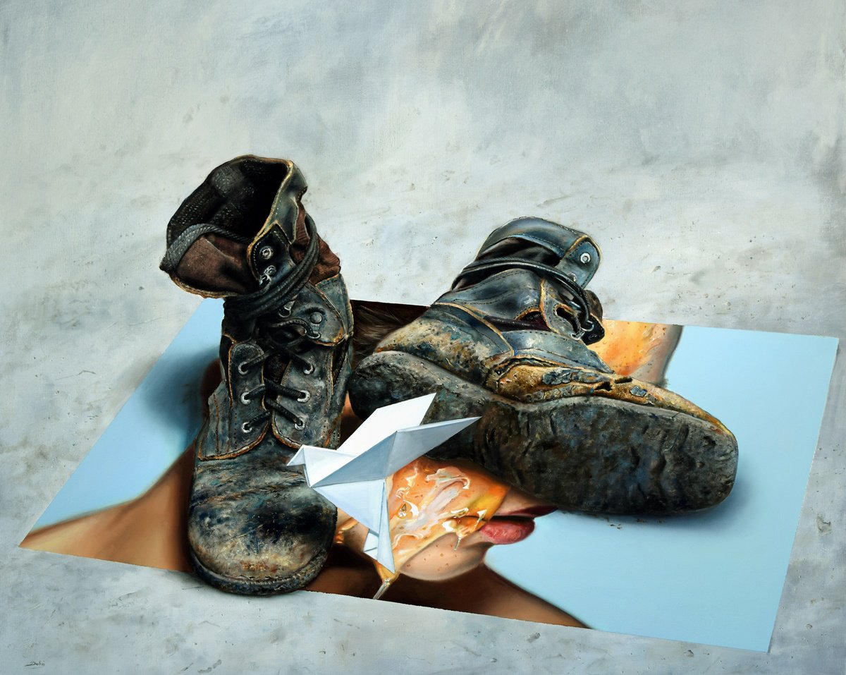 Photorealistic Oil Painting , End Of A Man