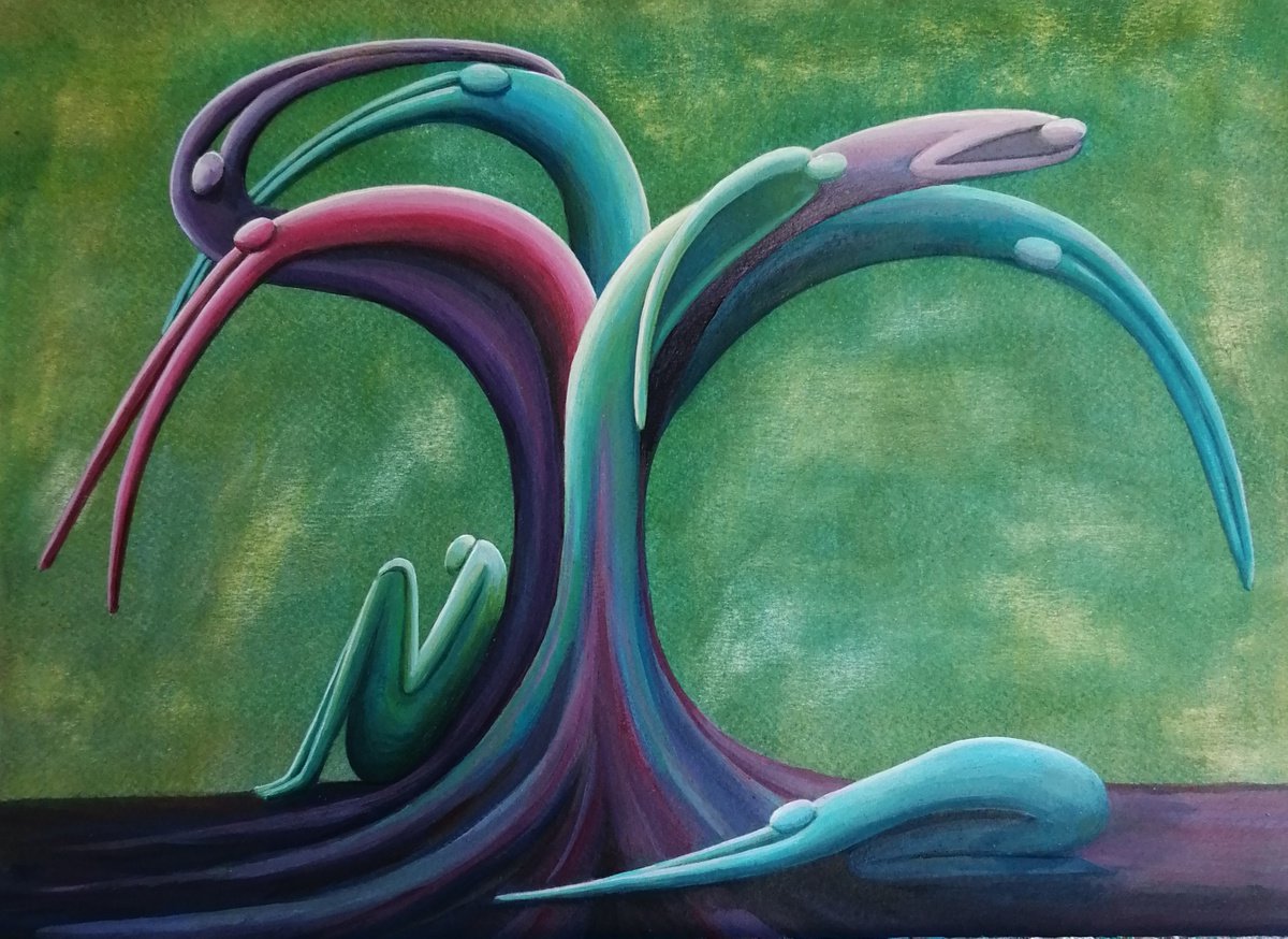 Expressive Portrait Acrylic Painting By Karen Wilcox, 20 X 16", Tree Of Life 4, Original Artwork