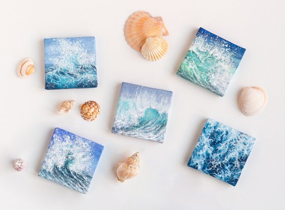 Miniature blue ocean waves