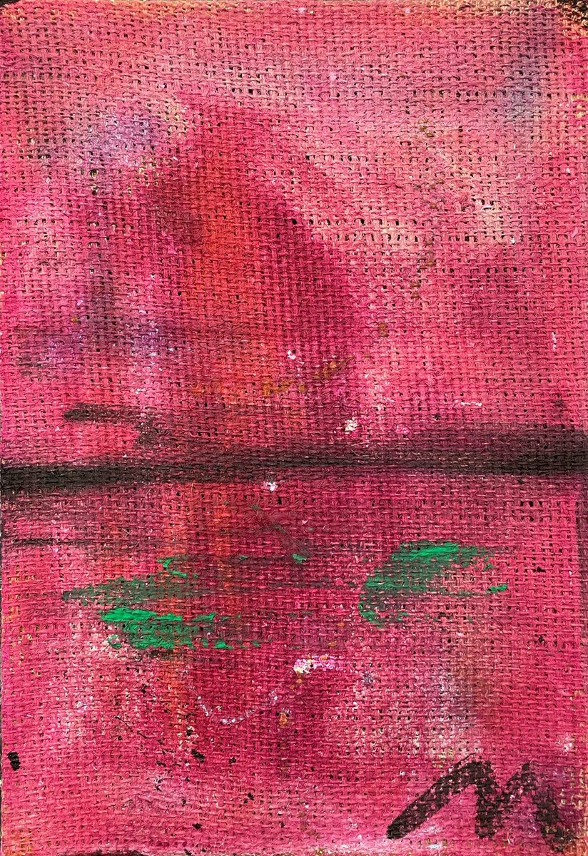 Abstract Painting By Mattia Paoli, 12 X 18", Tramonto Rosso 5, Original Artwork
