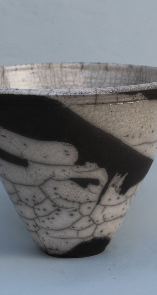 Raku Bowl V-Shaped. by Monique Robben- Andy Sheppard