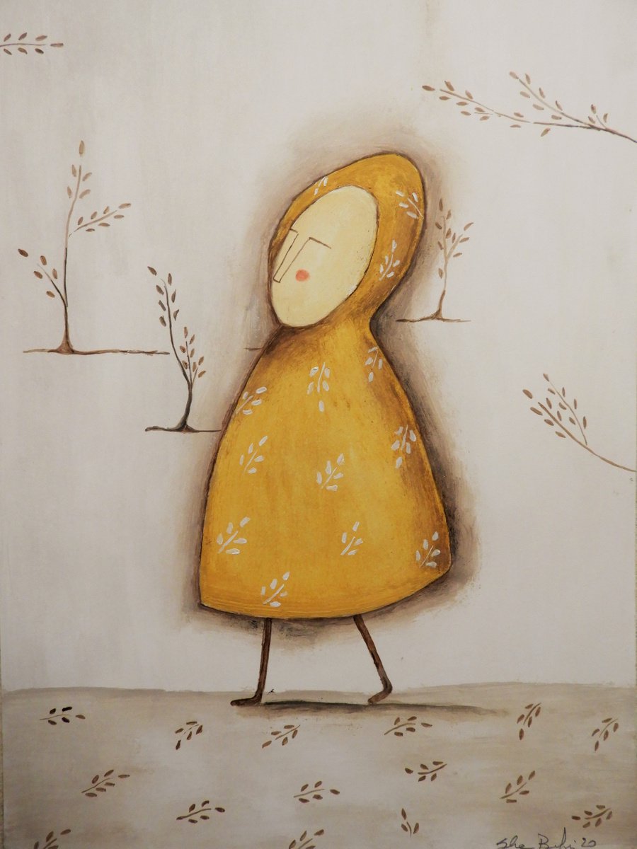 Little Yellow Riding Hood - oil on paper by Silvia Beneforti