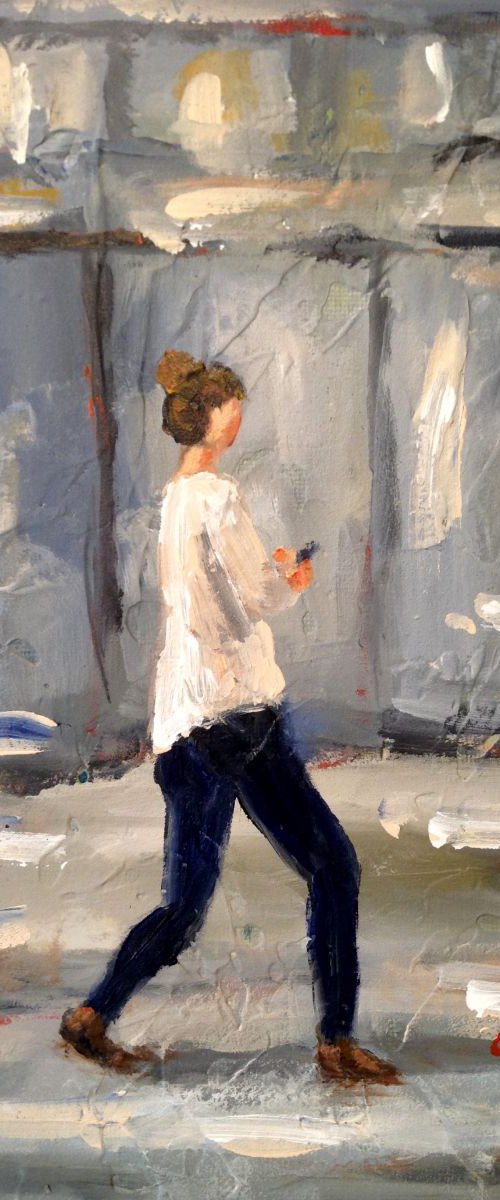 Woman texting while walking (Study) by Cristina Stefan