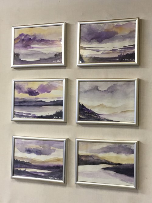 Highlands Scenery; set of 6 by Nella Alao