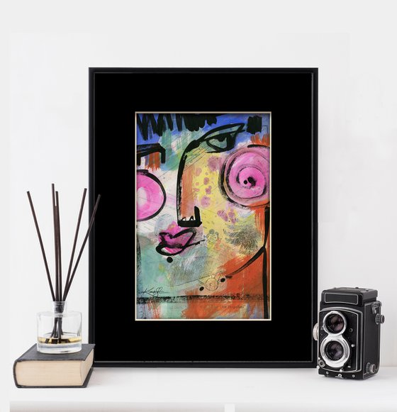 Funky Face Collection 7 - 3 Mixed Media Collage Paintings by Kathy Morton Stanion