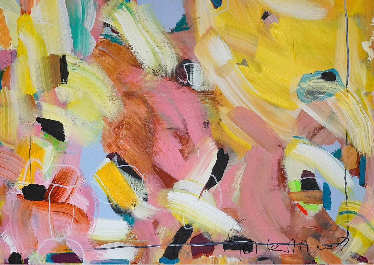 Organic Abstract Acrylic Painting By Geert Lemmers Fpa, 33 X 41, My Own Thoughts Opus Iii, Original Artwork