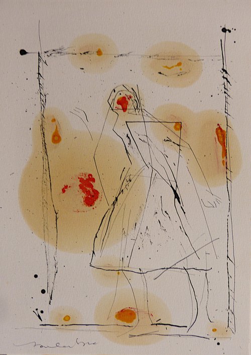 The Fairy 6, ink and oil on paper 21x29 cm by Frederic Belaubre