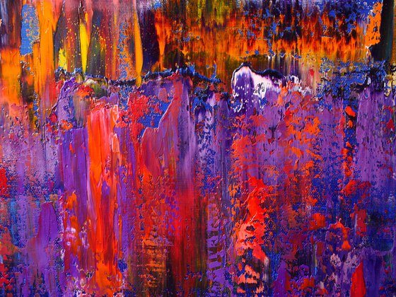 75x75 cm Purple Abstract Landscape Painting Original Canvas Art