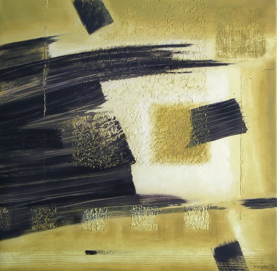 Olive-Yellow, Black Abstract 1