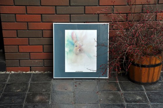 EASTER BUNNY original watercolour 40X30