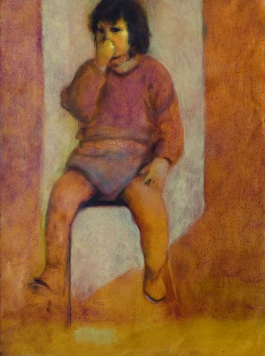 A child of the 60s, oil on canvas 81x60 cm by Frederic Belaubre