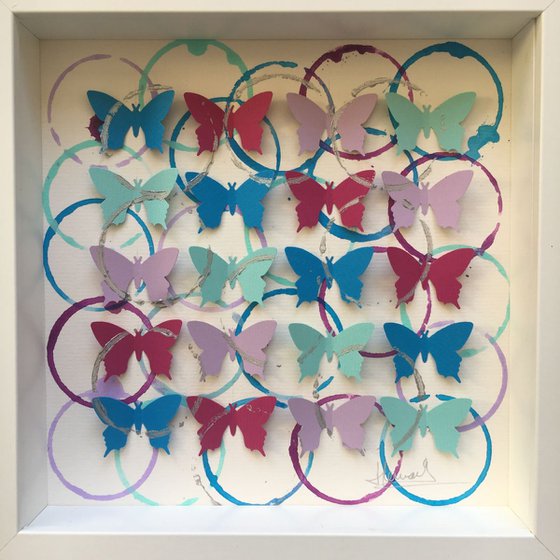 Small Butterfly Wine (Magenta, Purple, Blue, Light Turquoise)