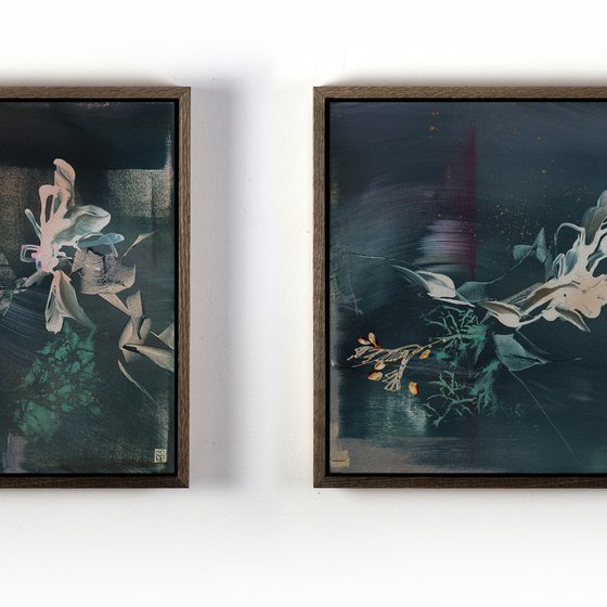 Moondust and Saltwater Triptych Painting