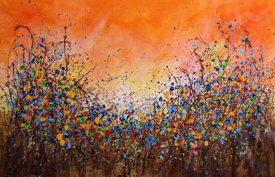 Dream Land #3 - Super sized original abstract floral landscape