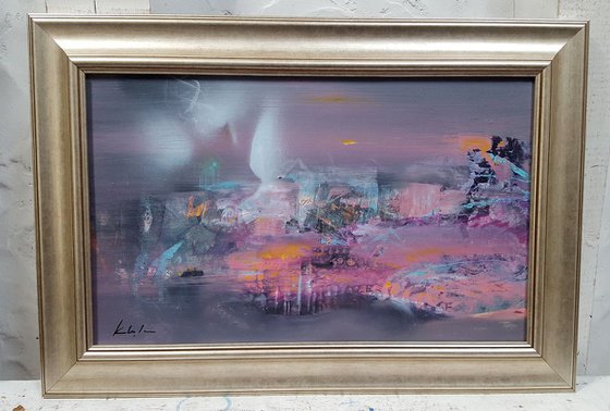 Beautiful diaphane mindscape signed master Ovidiu Kloska Oneiric abstract landscape