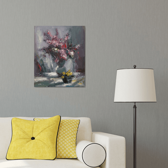 Abstract  lilacs(50x60cm, oil painting, ready to hang)