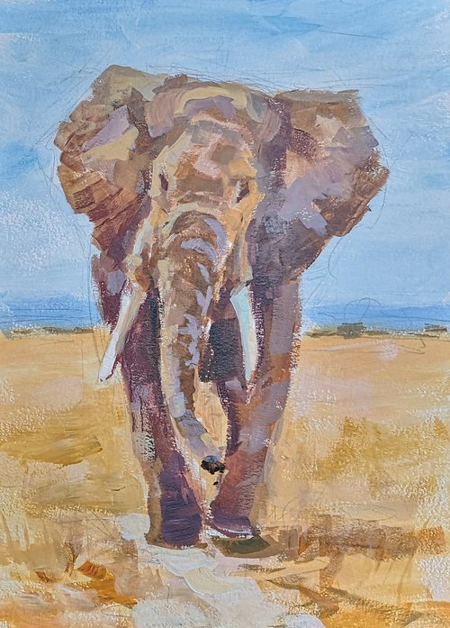"Elephant" (acrylic on paper paintings) (11x15×0.7'') by Alexander Koltakov