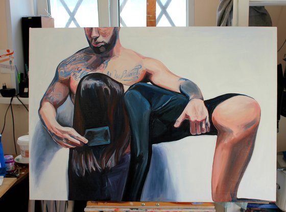 Intimate Couple Oil Painting