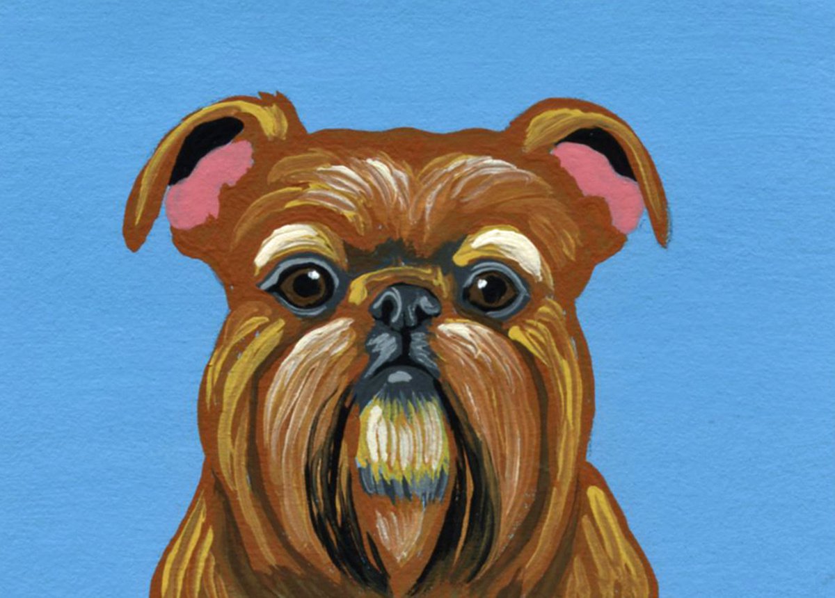 ACEO ATC Original Miniature Painting Brussels Griffon Pet Dog Art-Carla Smale by carla smale