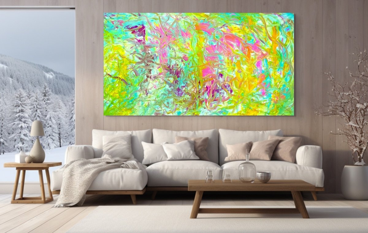 Organic Abstract Acrylic Painting By Estelle Asmodelle, 78 X 42, Intricate Belonging, Original Artwork