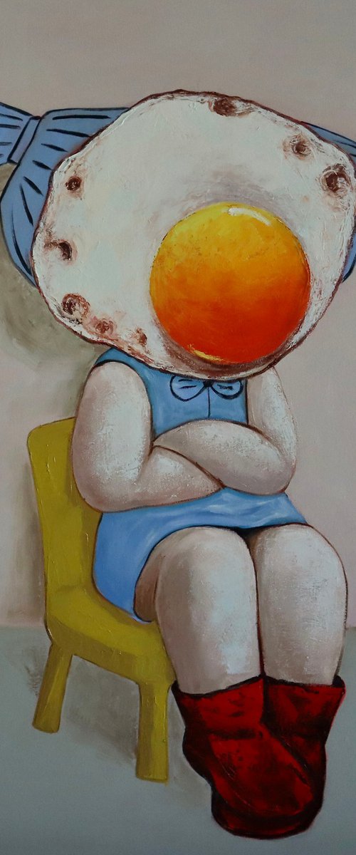 Egg Girl in ponytails by Ta Byrne