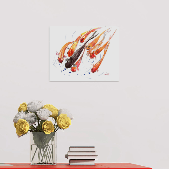 9 Koi fish, feng shui art