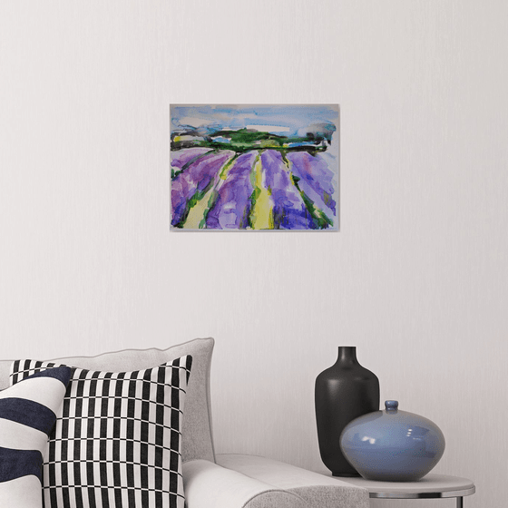 Lavender Fields #2  Plein-air Watercolour Landscape Painting.
