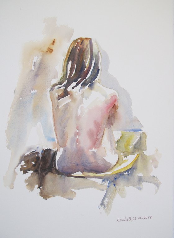 seated female nude back view