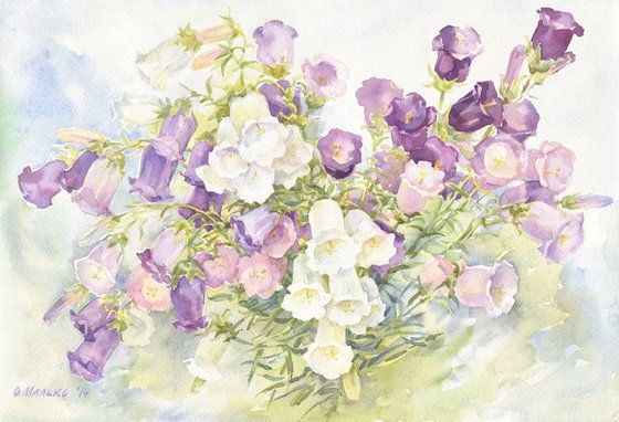 Bells bouquet / ORIGINAL watercolor 22x15in (56x38cm)