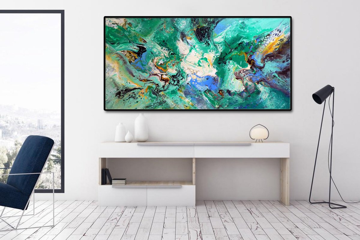 Emerald Currents By Areti Ampi, 51 X 28, Artwork For Sale On Artfinder