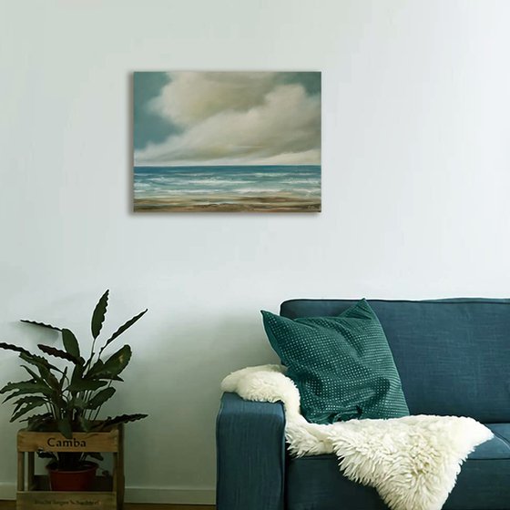 On The Shores Of Tomorrow - Original Seascape Oil Painting on Stretched Canvas