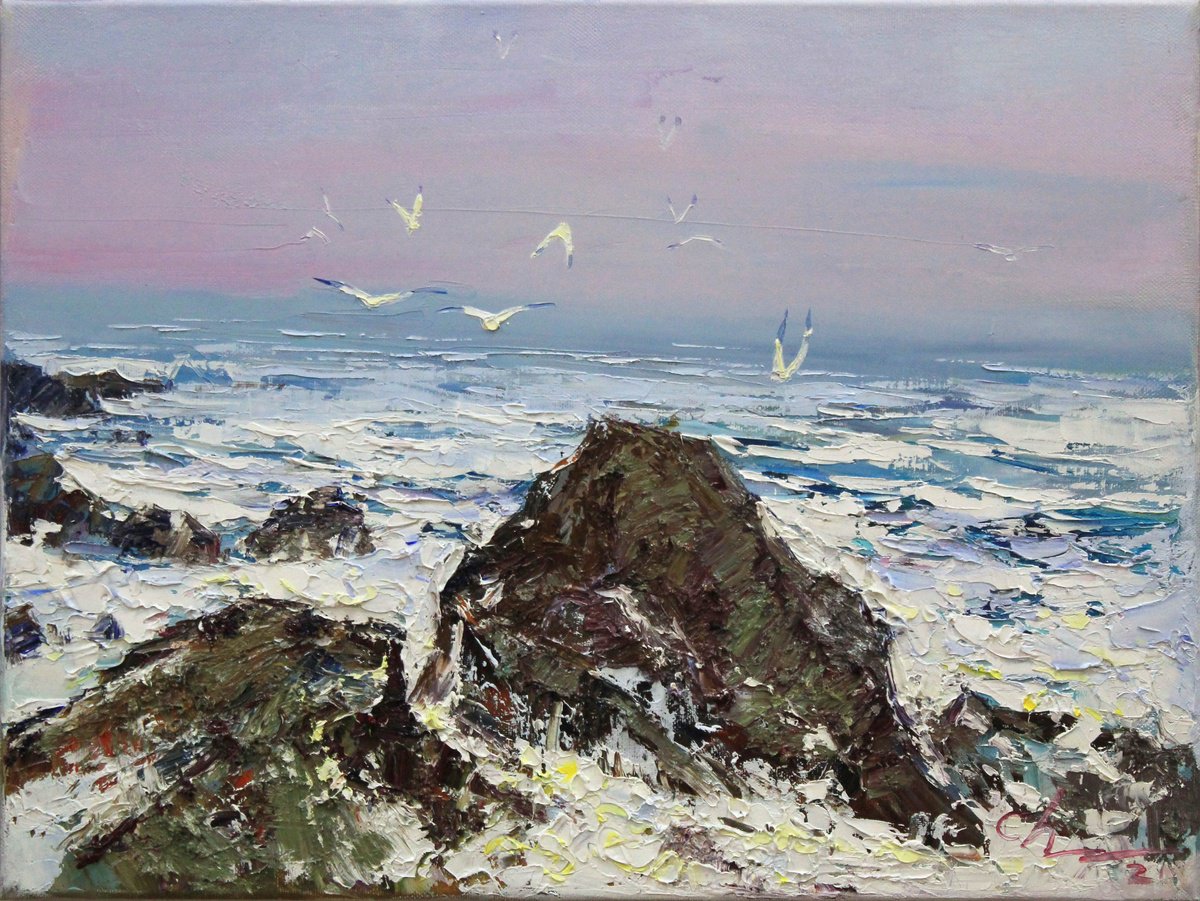 Stormy Sea By Serhii Cherniakovskyi, 24 X 18, Artwork For Sale On Artfinder