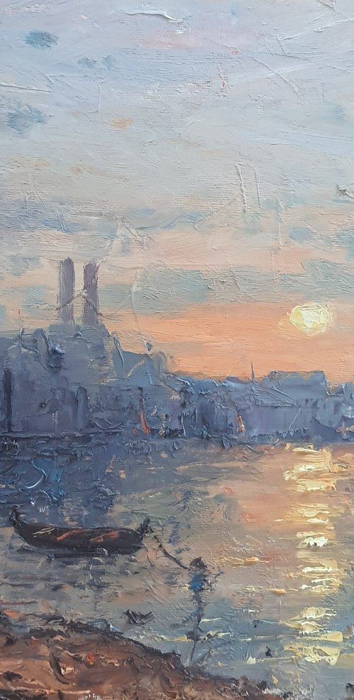 London Battersea sunset by Roberto Ponte