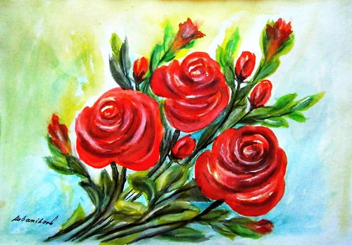 Roses - watercolor 1 by Emília Urbaníková