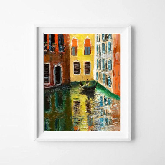 Venice canal ! Textured oil painting on canvas