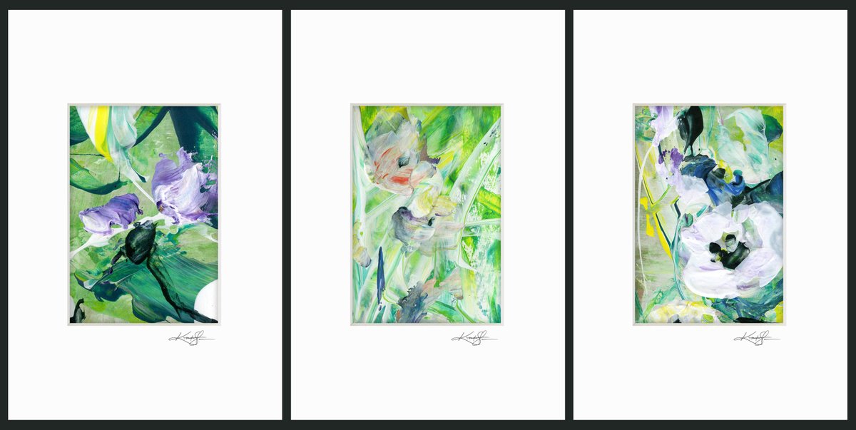 Abstract Botanical Painting By Kathy Morton Stanion, 12 X 6", Blossoms Of Love Collection 2, Original Artwork